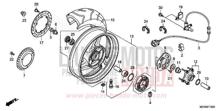 REAR WHEEL for Deauville ABS PEARL CONCOURS BLACK (NHA65) from 2011